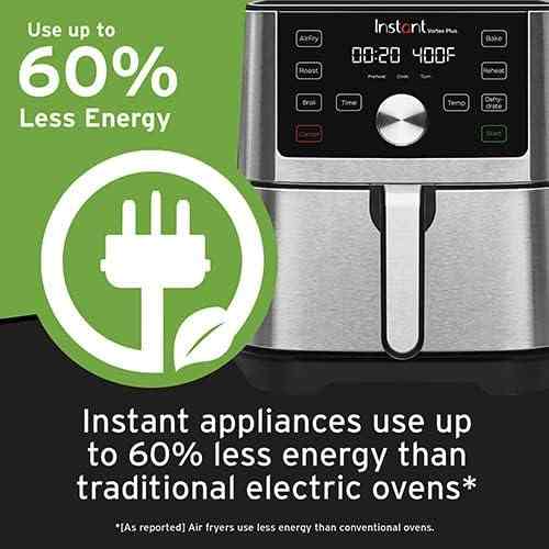 Instant Pot 6-Qt XL Vortex Plus Air Fryer with 6-in-1 cooking functions and stainless steel design