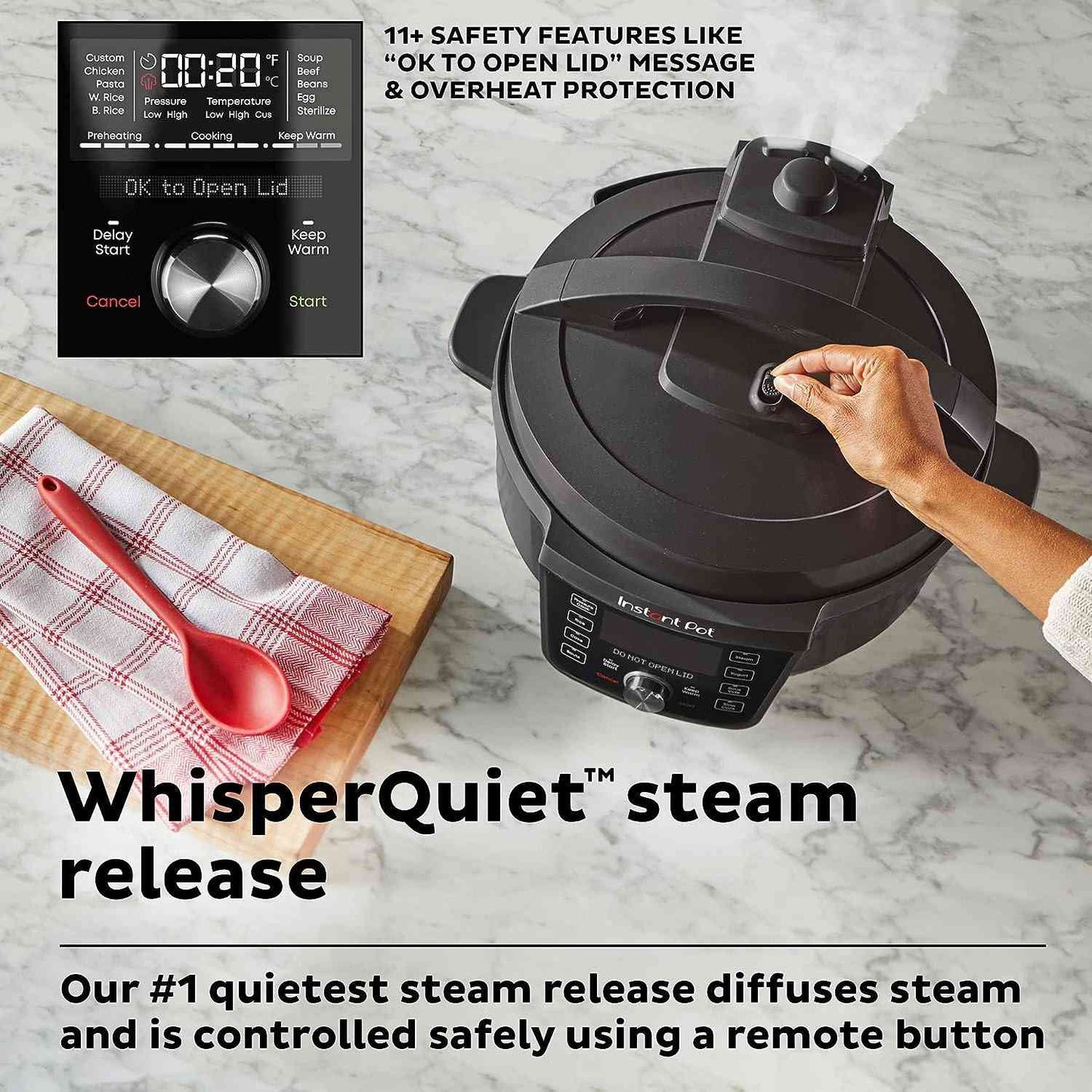 Instant Pot RIO Wide Plus 7.5-Qt pressure cooker with wide base and 9-in-1 cooking functions