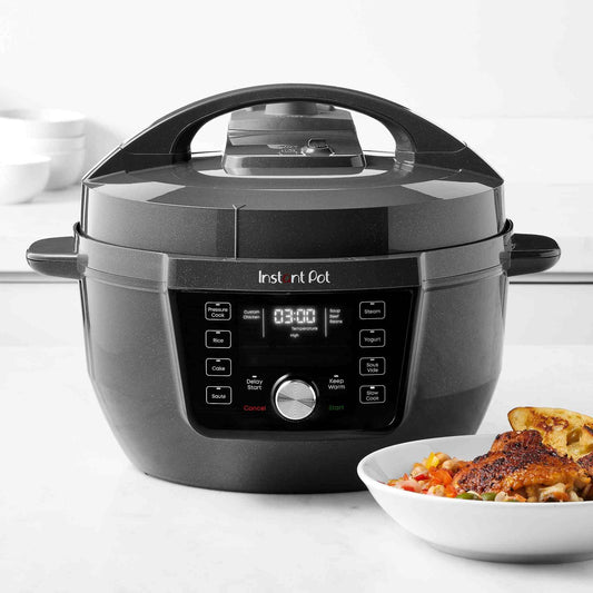 Instant Pot RIO Wide Plus 7.5-Qt pressure cooker with wide base and 9-in-1 functions for large batch cooking