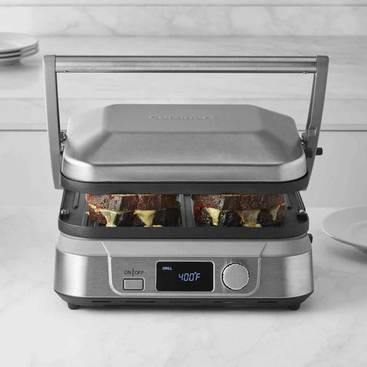 Cuisinart GR-5BWS Electric Griddler FIVE 5-in-1 multifunction kitchen appliance with digital controls and adjustable temperature
