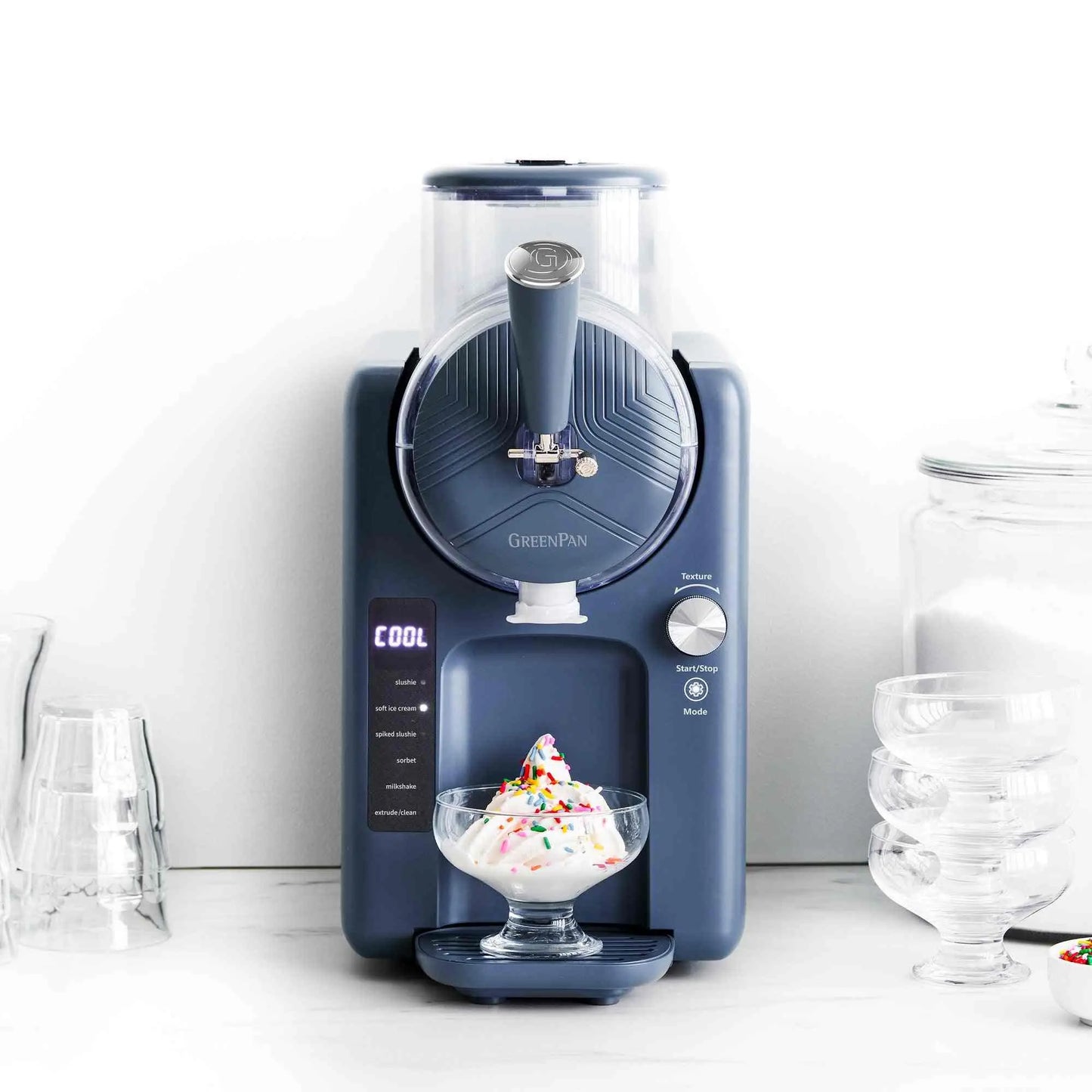GreenPan Frost Ice Cream and Frozen Drink Maker with six preset programs and digital control panel