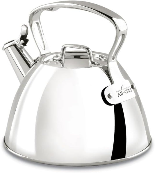 All-Clad Specialty Stainless Steel Tea Kettle 2 QT polished induction-compatible kettle with whistle and upturned handle