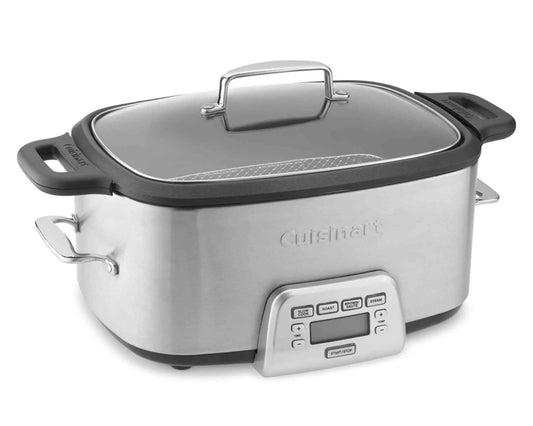 Cuisinart MSC-800 7-quart stainless steel multicooker with programmable slow cook, roast, sauté, and steam functions.