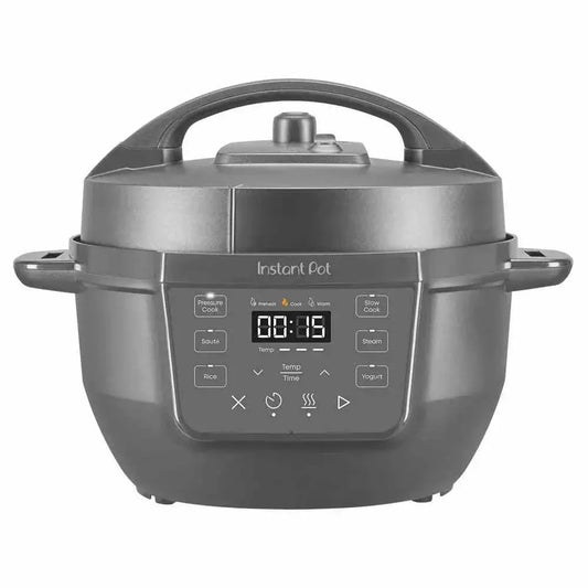 Instant Pot 4qt Rio Mini electric pressure cooker with 7 cooking functions and compact truffle finish design