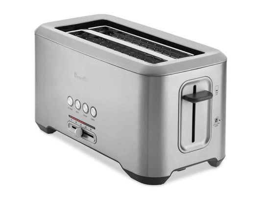 Breville Bit More 4-slice brushed stainless steel toaster with LED progress indicator and extra-long slots