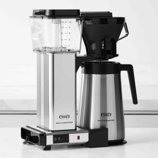 Technivorm Moccamaster KBT manual drip stop coffee maker with copper heating and thermal carafe