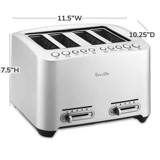 Breville 4-Slice BTA840XL Die-Cast Smart Toaster, Stainless Steel