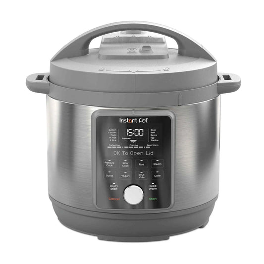 Instant Pot Next Gen Duo Plus V4 6-Qt stainless steel multi-cooker with 9-in-1 functionality and quiet steam release
