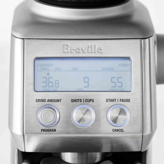 Breville Smart Grinder Pro stainless steel coffee grinder with 60 grind settings and LCD screen