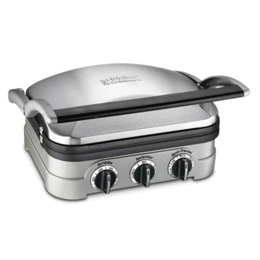 Cuisinart Panini Press stainless steel 5-in-1 griddler with removable nonstick plates and adjustable temperature controls
