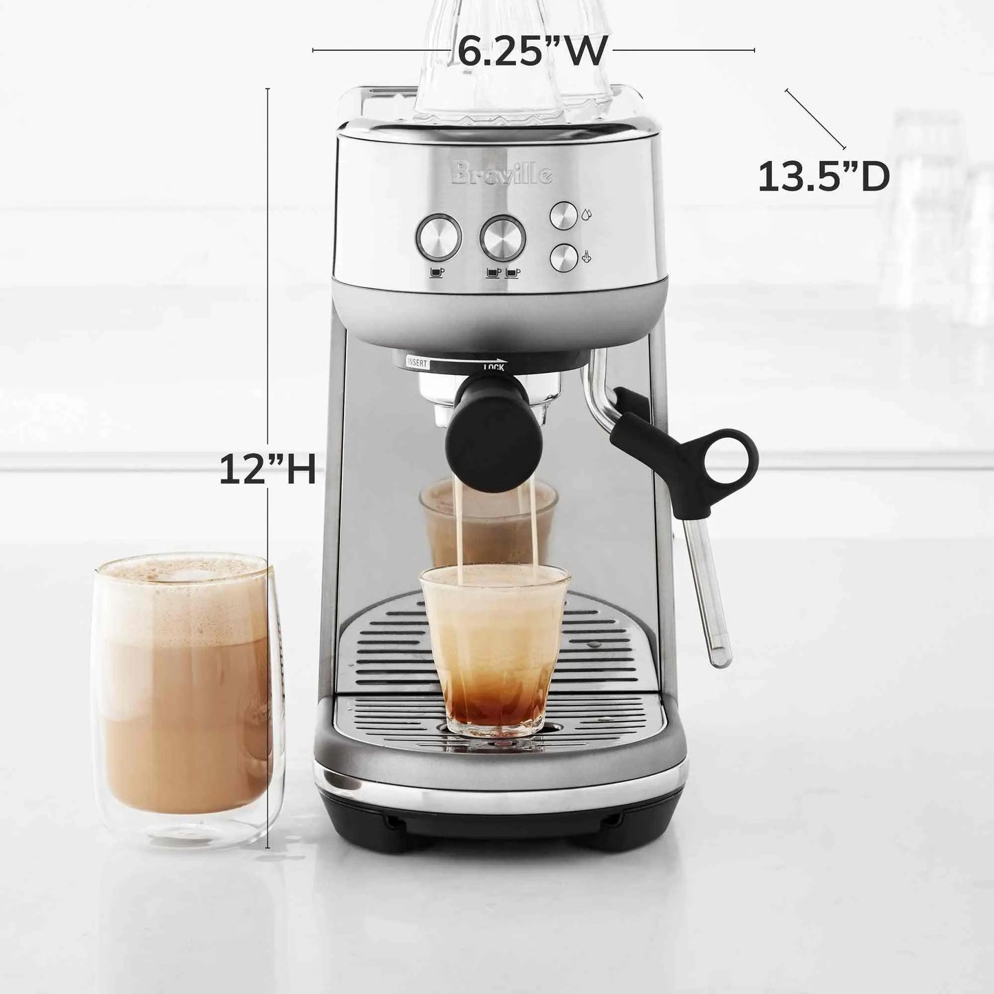 Breville Bambino Espresso Machine stainless steel compact espresso maker with steam wand and advanced brewing technology
