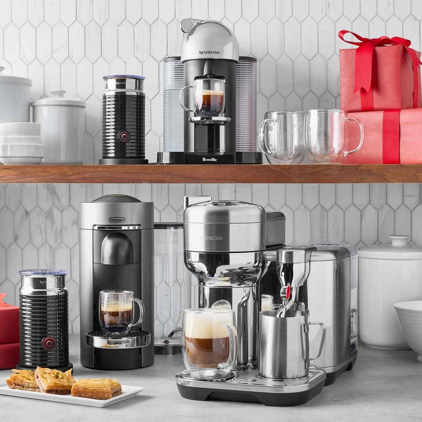 Nespresso Aeroccino 4 silver milk frother with ergonomic handle and two hot froth textures