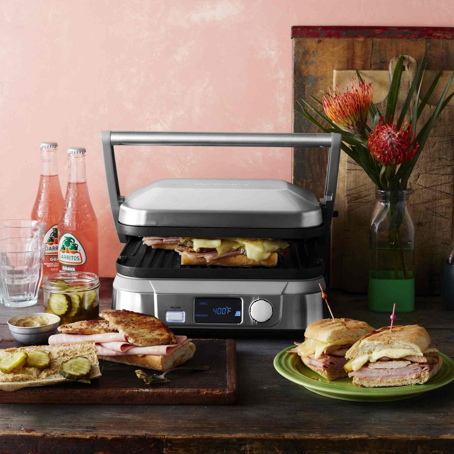 Cuisinart GR-5BWS Electric Griddler FIVE 5-in-1 multifunction kitchen appliance with digital controls and removable nonstick plates