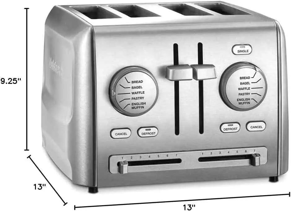 Cuisinart CPT-640P1 stainless steel 4-slice toaster with multiple presets and wide slots