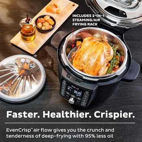Instant Pot Duo Crisp 6.5 Qt air fryer and pressure cooker combo with 13-in-1 functionality and stainless steel air fryer lid
