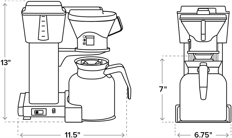 Technivorm Moccamaster KBT Manual Drip Stop Coffee Maker with Thermal Carafe