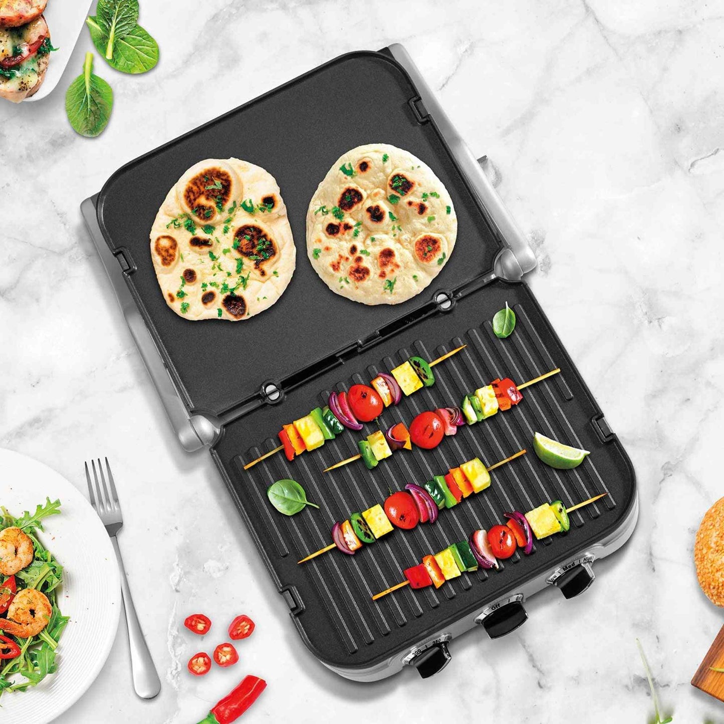 Cuisinart Panini Press stainless steel 5-in-1 griddler with removable nonstick plates and adjustable temperature controls
