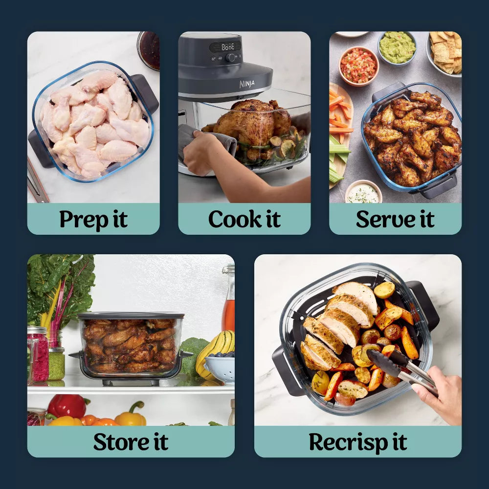 Ninja 6qt and 2.5qt Crispi Pro 6-in-1 Non-Toxic Glass Container Countertop Air Fryer