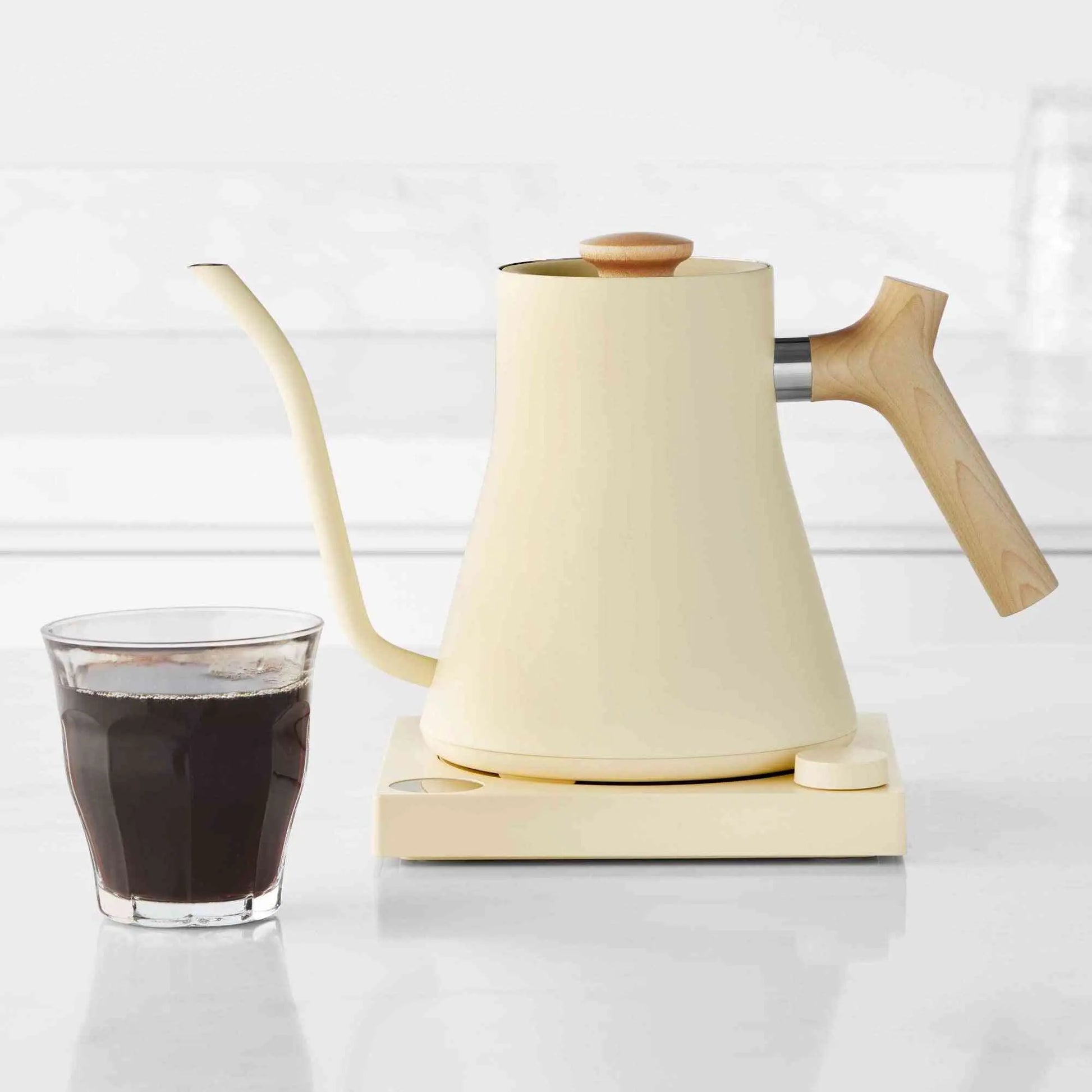 Fellow Stagg EKG electric gooseneck kettle with precision pour spout and LCD temperature control for pour-over coffee and tea