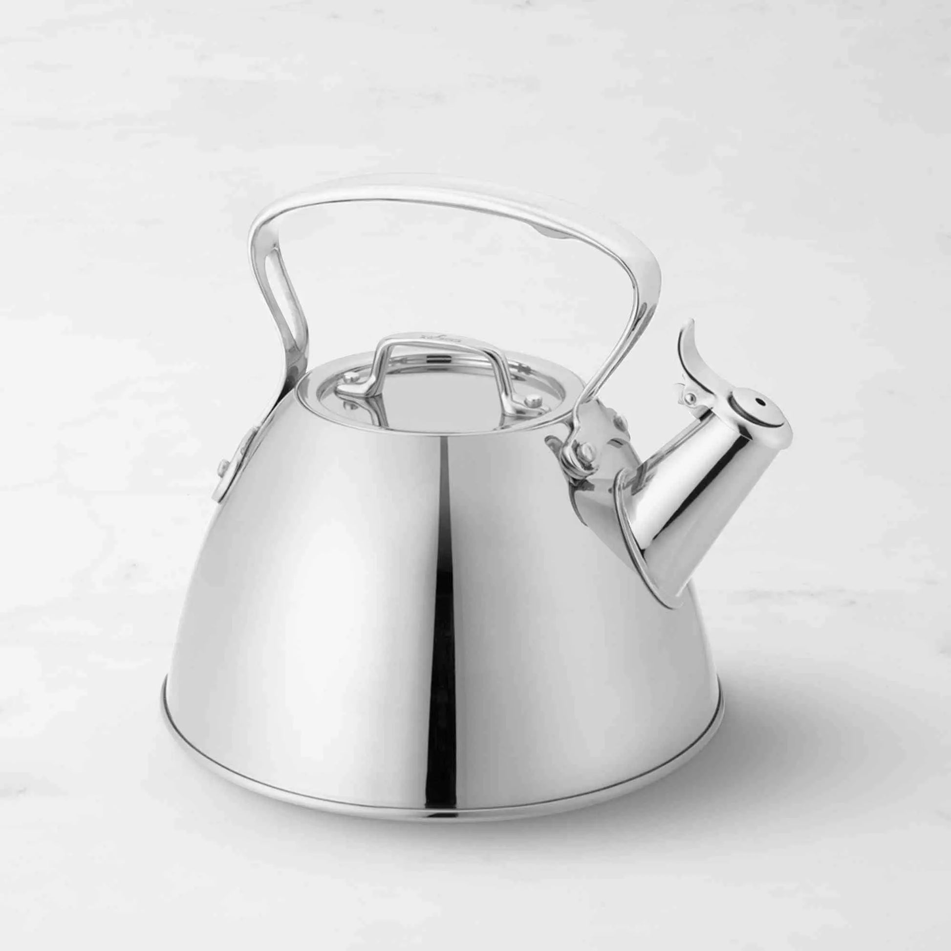 All-Clad Specialty Stainless Steel Tea Kettle with 2-qt capacity and induction-compatible polished finish