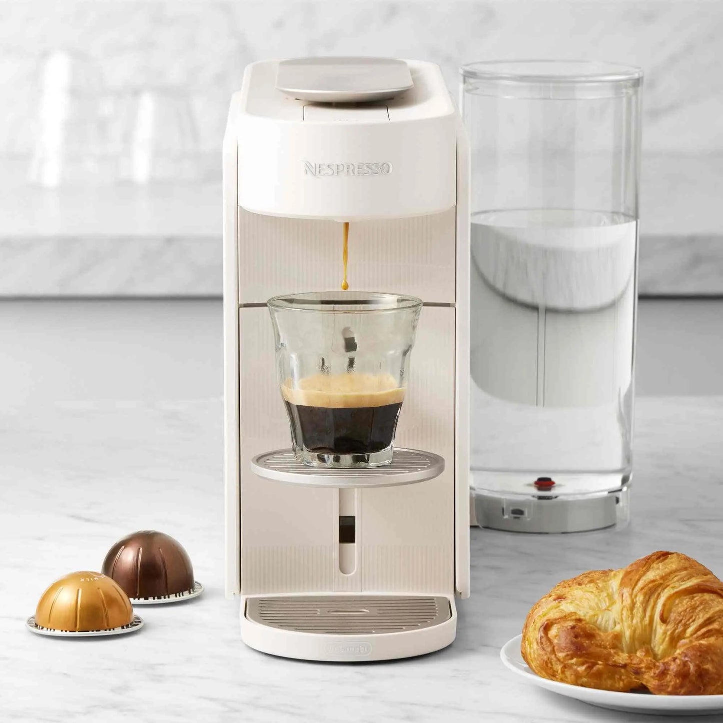 Nespresso Vertuo Up Espresso Machine by De'Longhi with Aeroccino3 and 12 Vertuo capsules in sleek slim design