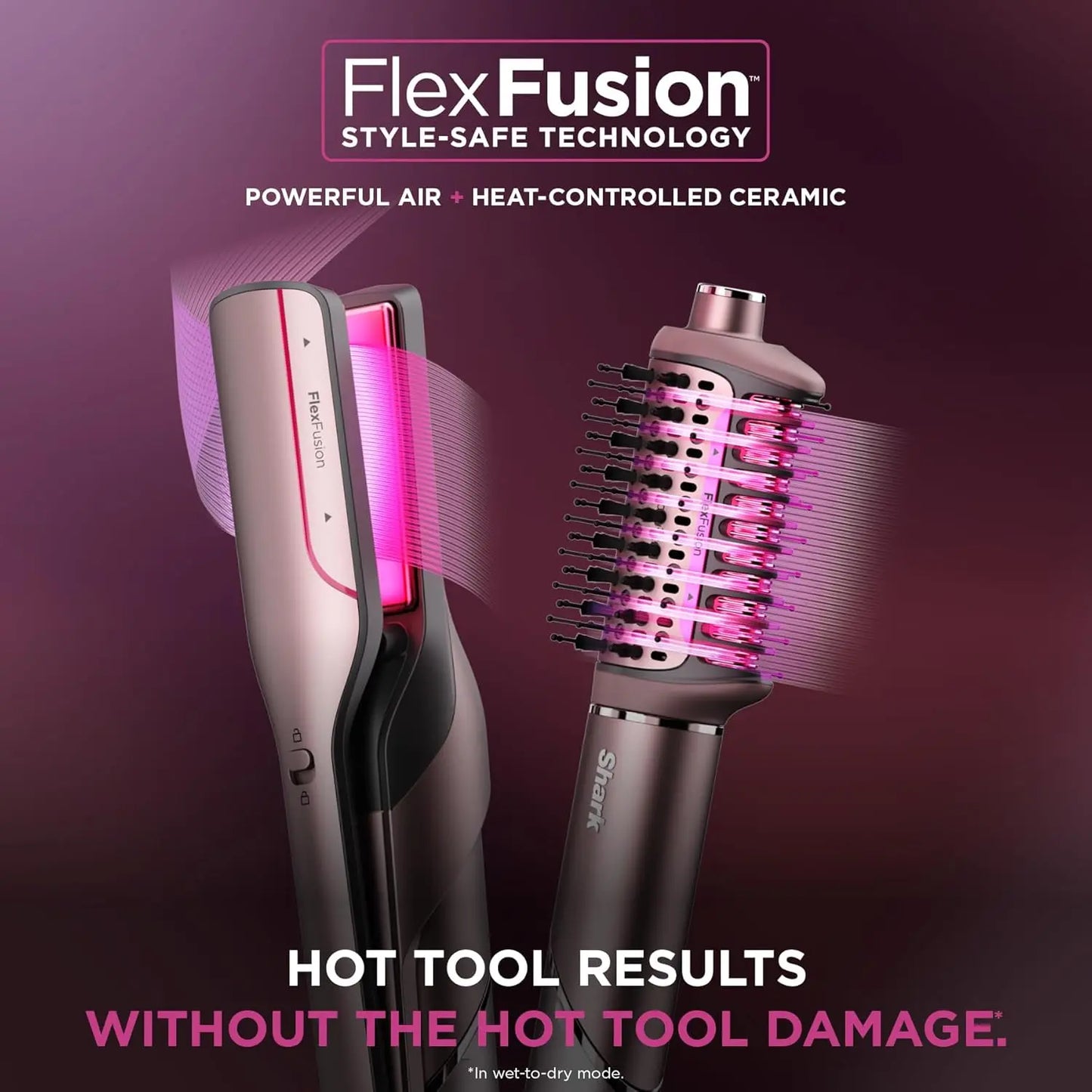 FlexFusion Air and Ceramic System hair straightener with air straightener set for heat-safe wet-to-dry styling