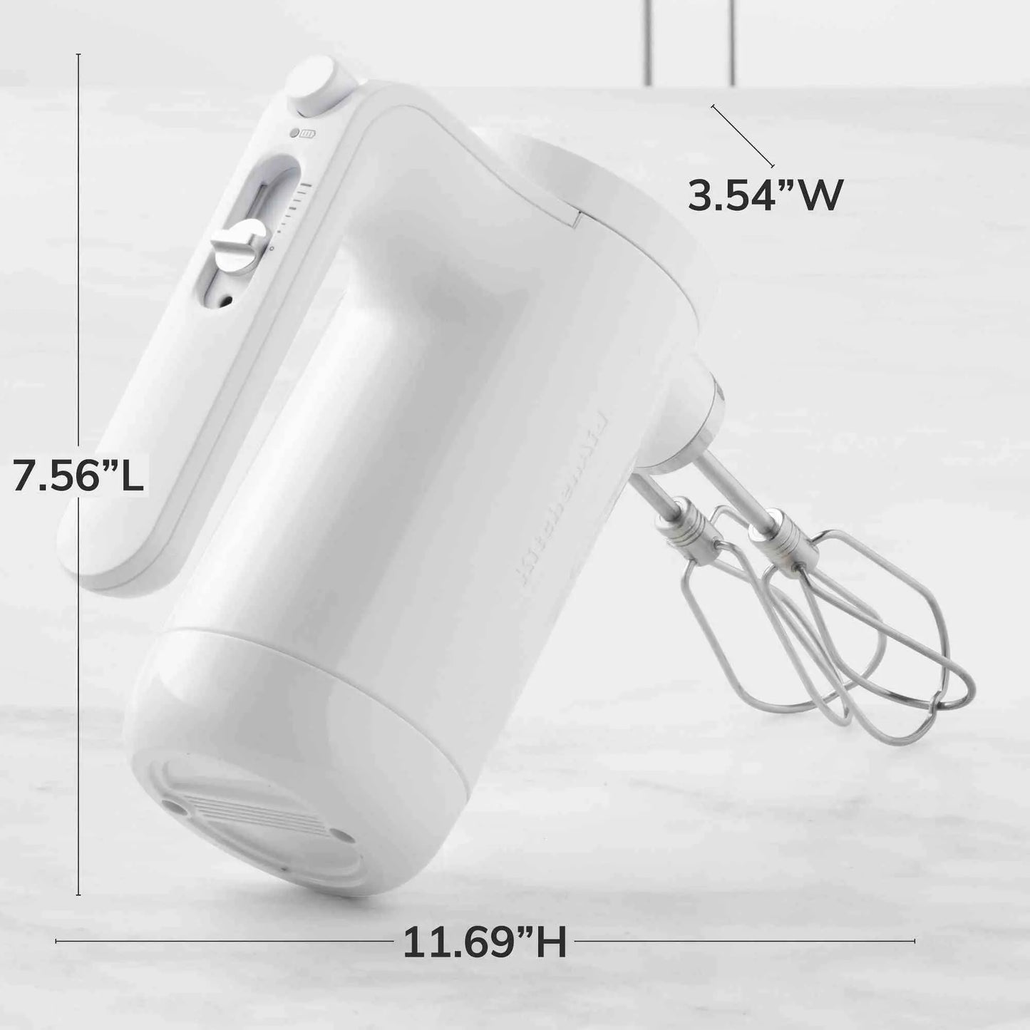 KitchenAid Cordless 7 Speed Hand Mixer KHMB732 with rechargeable battery and dishwasher-safe beaters