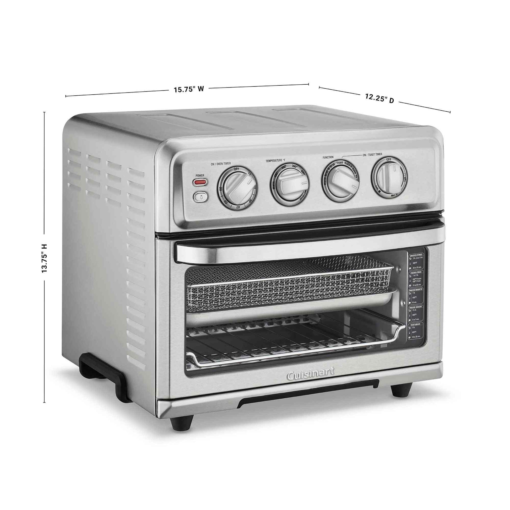 Cuisinart Air Fryer Toaster Oven 7-in-1 stainless steel countertop appliance with air fryer basket and adjustable temperature dial
