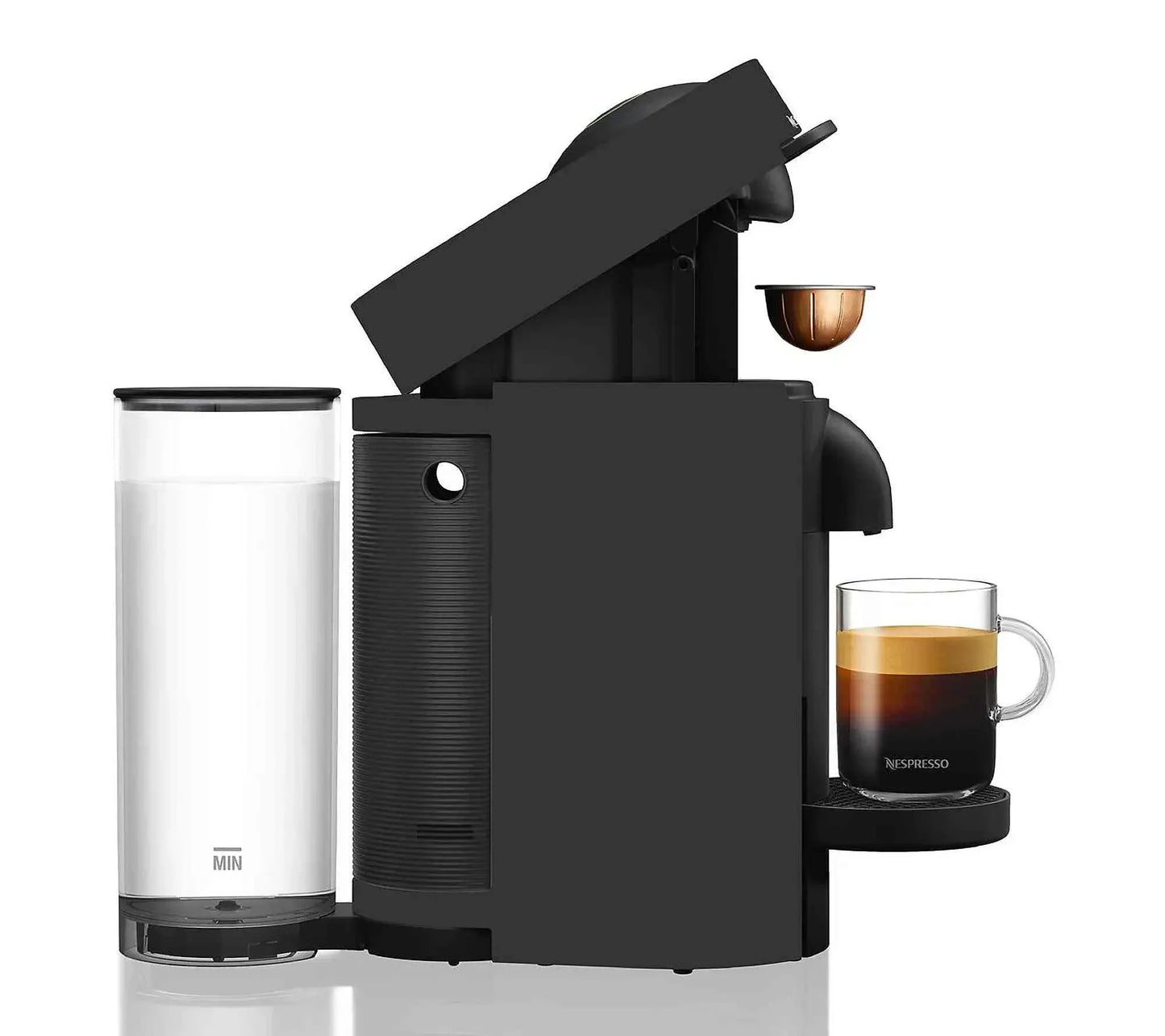 Nespresso Vertuo Plus single serve coffee and espresso machine with recyclable capsules and multiple brew sizes