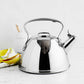 All-Clad Specialty Stainless Steel Tea Kettle 2 QT with induction-compatible bonded base and whistle feature