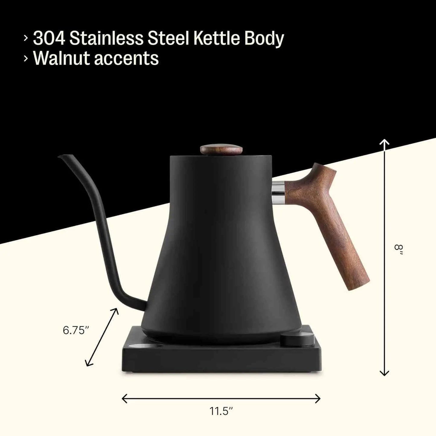 Fellow Stagg EKG stainless steel electric gooseneck kettle with temperature control and precision pour for coffee and tea