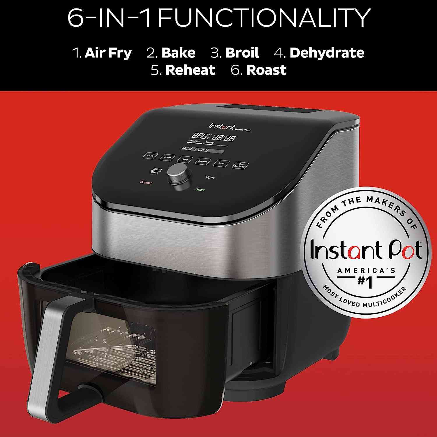 Instant Vortex Plus 6QT Air Fryer with ClearView window and OdorErase filters cooking chicken wings