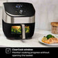 Instant Vortex Plus 6QT Air Fryer with ClearView window and OdorEase filters cooking chicken wings and vegetables
