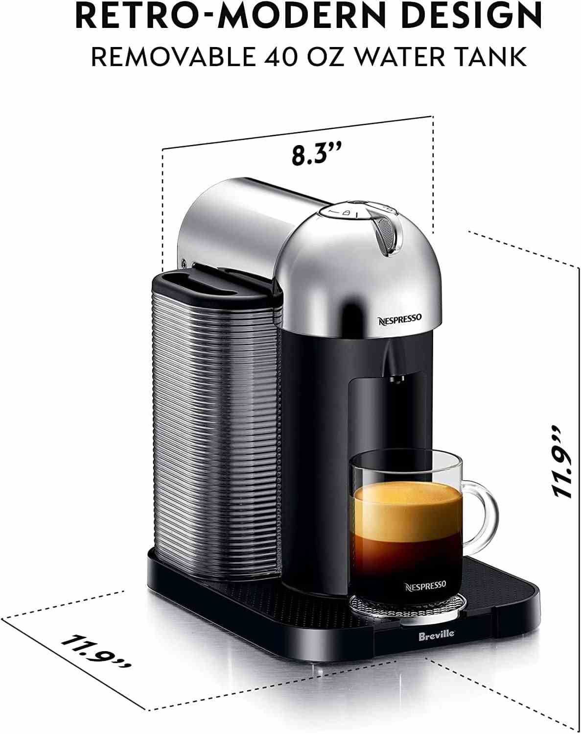 Nespresso Vertuo coffee and espresso maker by Breville with Centrifusion brewing technology and barcode scanning for capsule precision