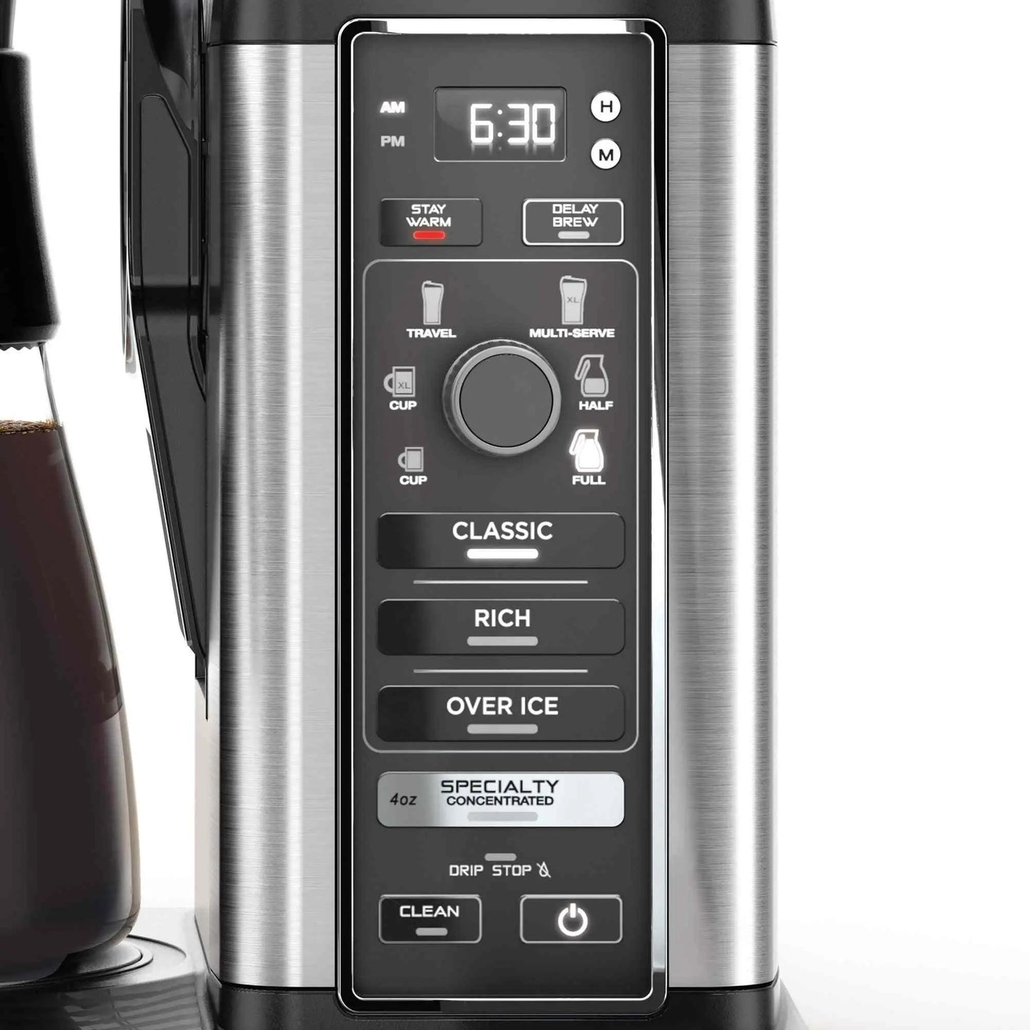Ninja CM401 10-cup coffee maker with 4 brew styles, fold-away frother, and removable water reservoir