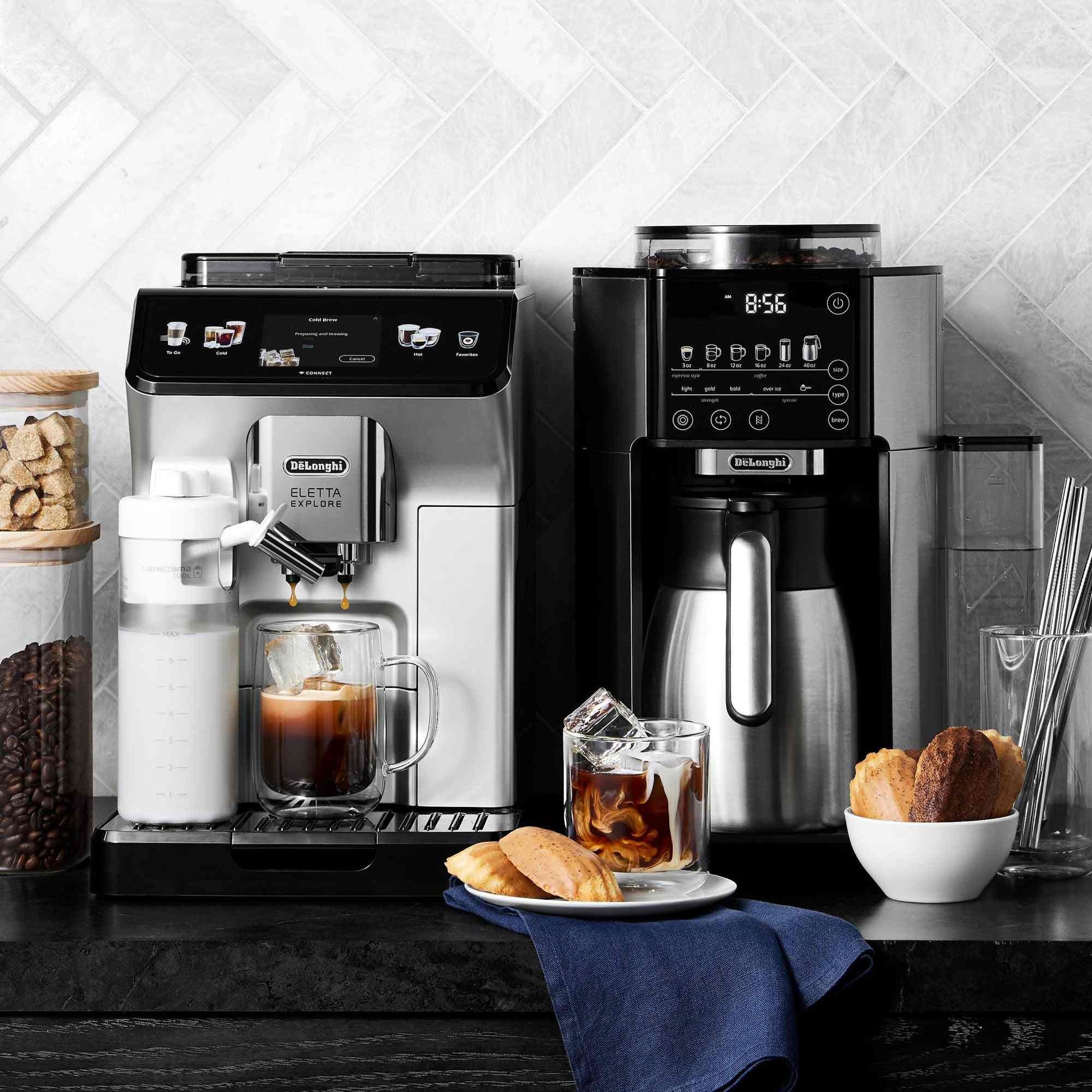 De'Longhi TrueBrew automatic coffee maker with bean extract technology and thermal carafe brewing multiple coffee styles