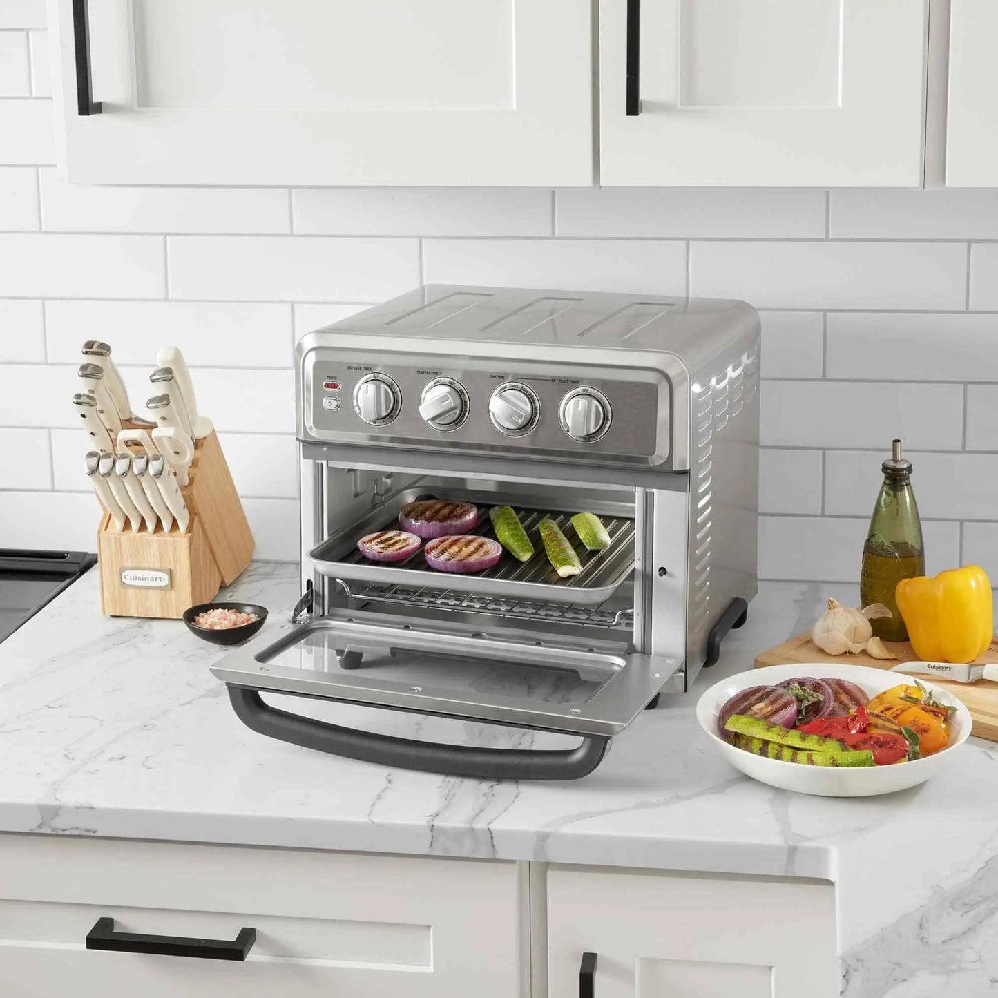 Cuisinart Air Fryer Toaster Oven 7-in-1 stainless steel countertop appliance with air fryer basket and accessories