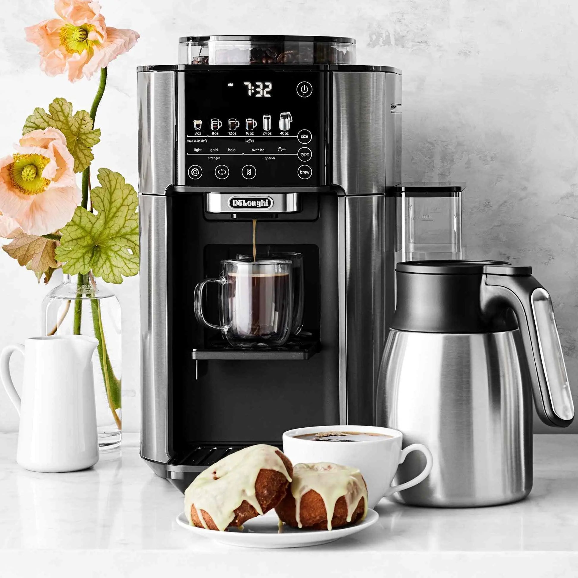 De'Longhi TrueBrew automatic coffee maker with bean grinder and thermal carafe