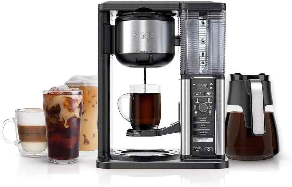 Ninja CM401 10-cup coffee maker with 4 brew styles, frother, and removable water reservoir