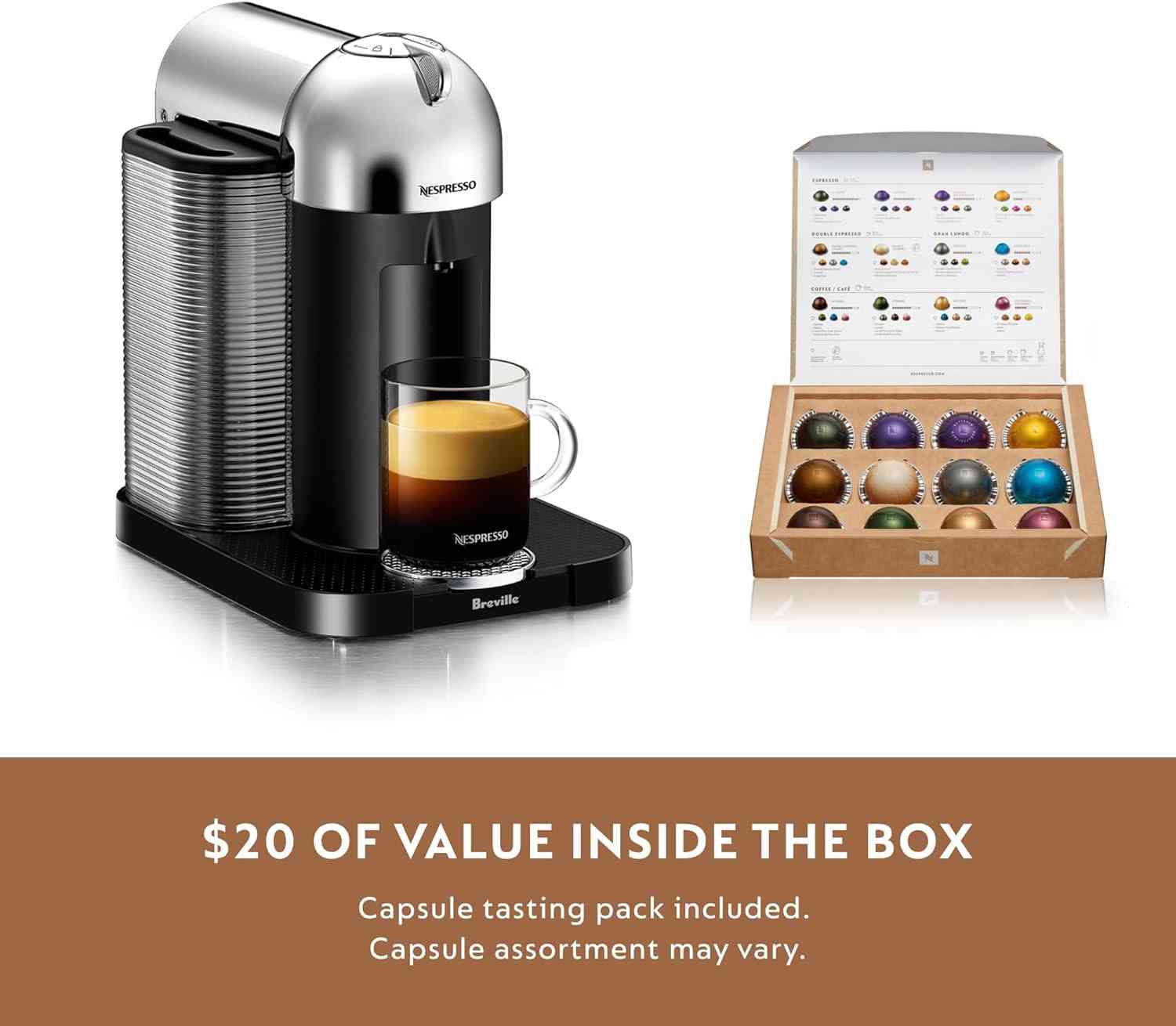 Nespresso Vertuo coffee and espresso maker by Breville with Centrifusion technology brewing multiple cup sizes