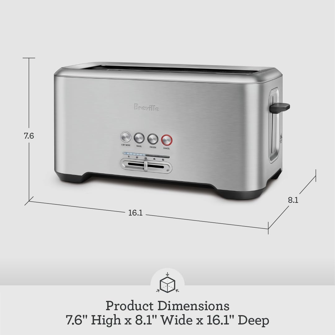 Breville 4-Slice BTA840XL Die-Cast Smart Toaster, Stainless Steel