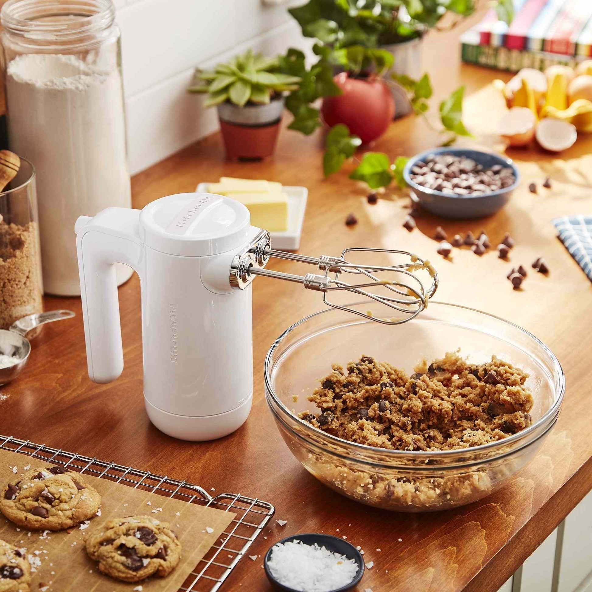 KitchenAid Cordless 7 Speed Hand Mixer with rechargeable battery and dishwasher-safe beaters