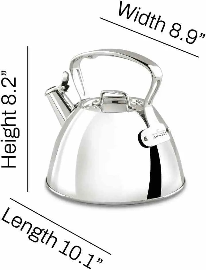 All-Clad Specialty Stainless Steel Tea Kettle 2 QT with whistle and induction-compatible base