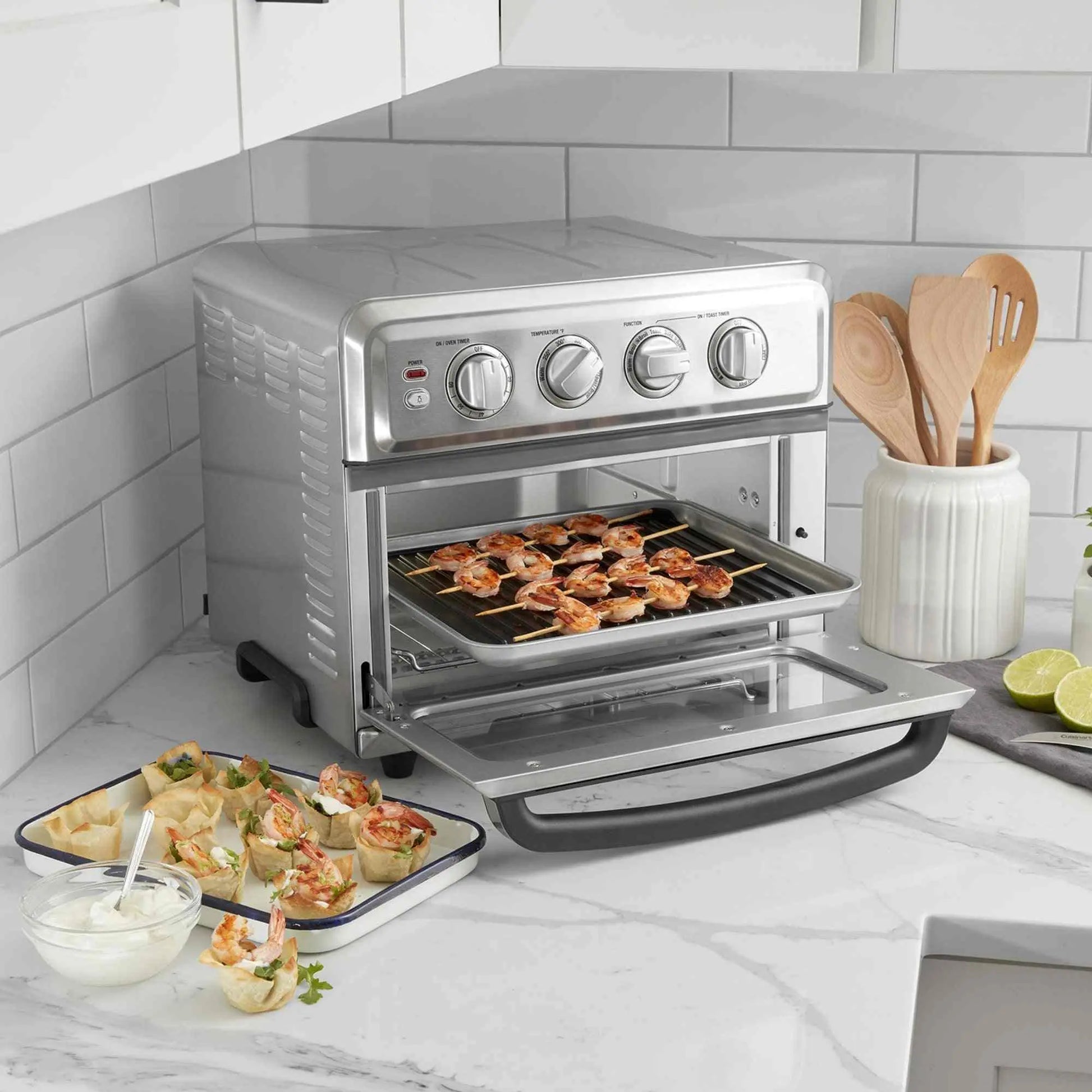 Cuisinart Air Fryer Toaster Oven 7-in-1 stainless steel kitchen appliance with air fryer basket and accessories