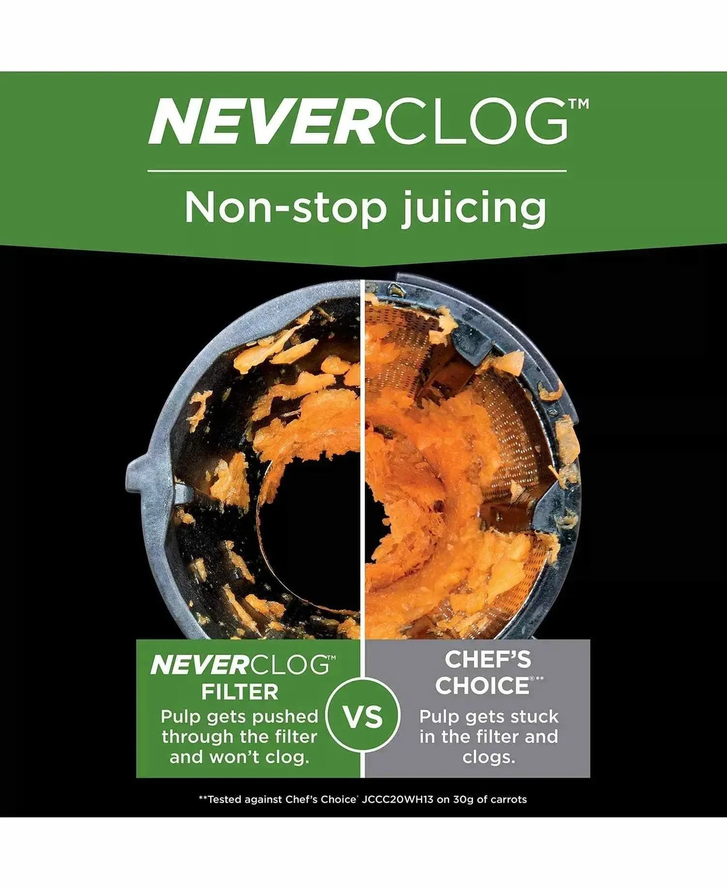 Ninja NeverClog Cold Press Juicer, Powerful Slow Juicer, Total Pulp Control, Easy to Clean, Compact - JC151 Ninja