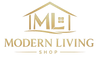 Gold logo of Modern Living Shop on a white background